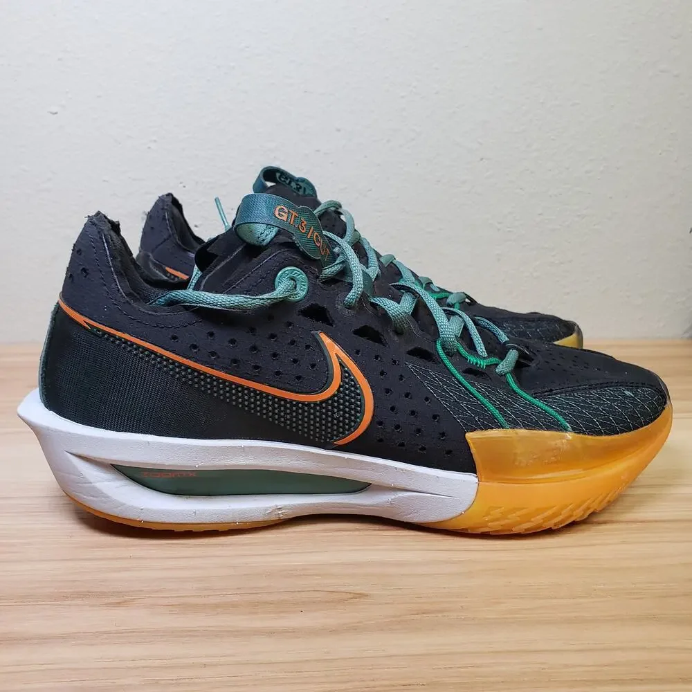 Nike Mens Size 8 G.T. Cut 3‎ Basketball Shoes Black Green Orange Athletic Sporty